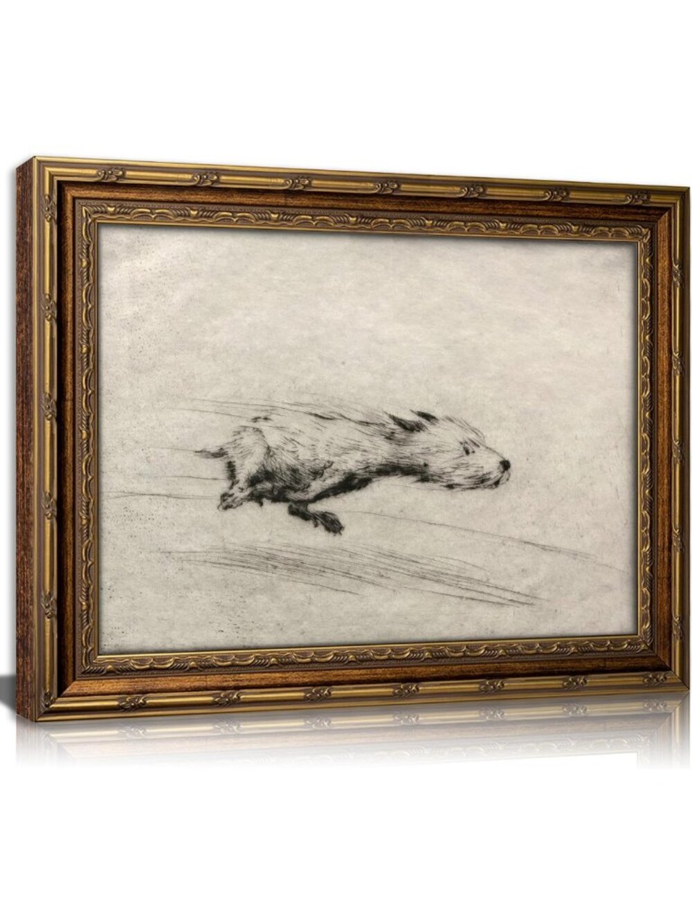 Vintage Gold Framed Dog Wall Art - Funny Terrier Canvas Print, Cottagecore Decor